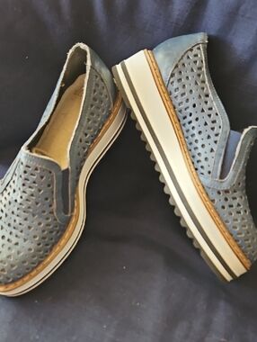 White Mountain Light Blue Perforated Slip-On Espadrilles